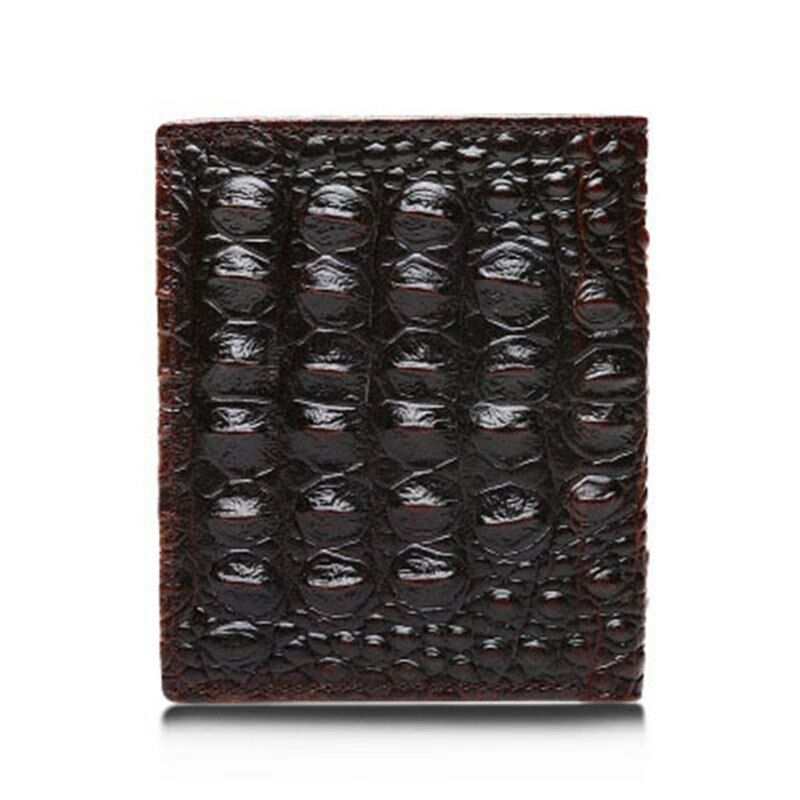 Men's Genuine Leather Wallet Bag Card&ID Clamps Purse Crocodile Pattern CashClip