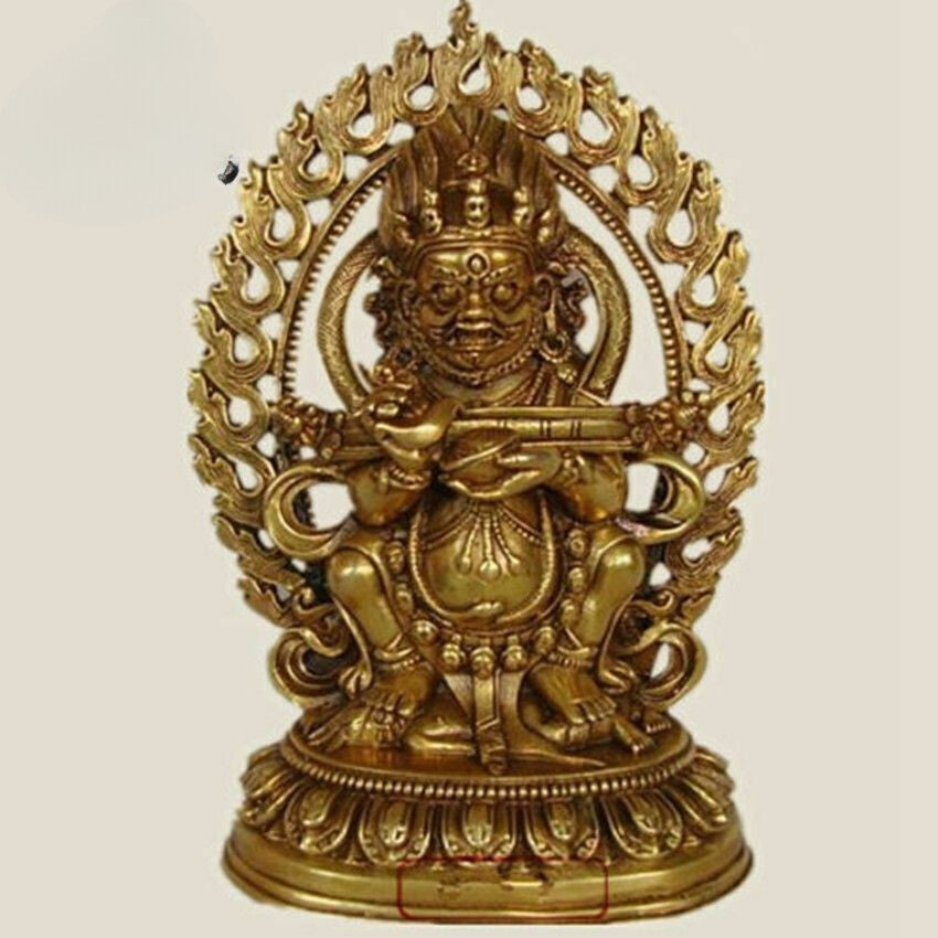 Tibet Tibetan Buddhist Handmade Brass Statue Mahakala Two Arm Maha Gala Mahakala