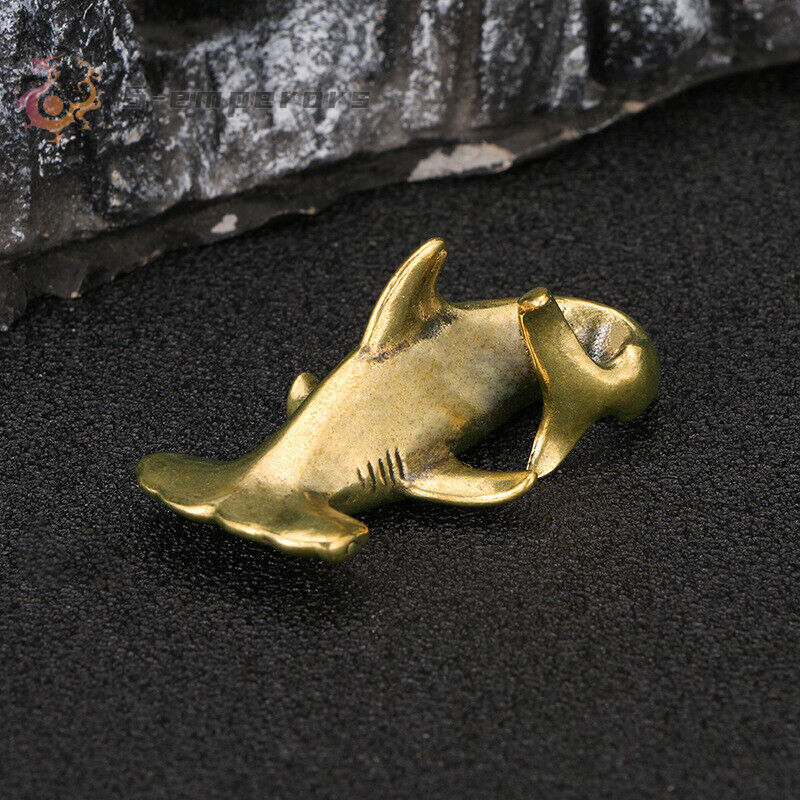 Pure Brass Chinese Antique Collection Solid Hammerhead Shark Tea Pet Statue