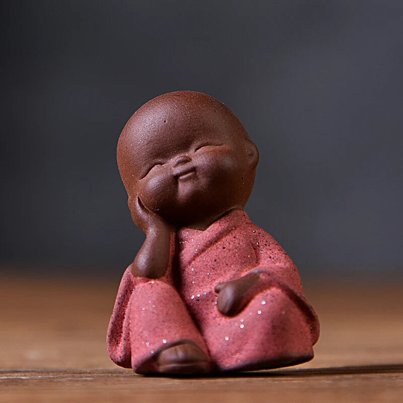 1PCS Purple Clay Small Buddha Statue Monk Figurine Boutique Tea Pet Tea Set