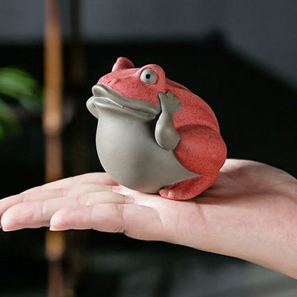 7cm Painted Pottery Frog Tea Pet Decor Purple Clay Tea Play Tea Set Accessories