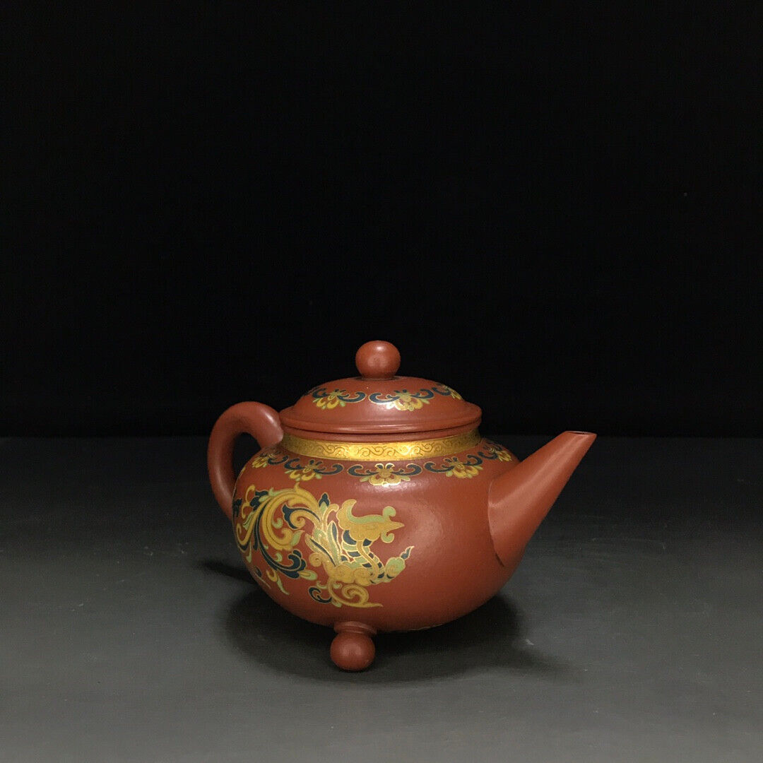 Chinese Yixing Zisha Clay Handmade Exquisite Teapot （三足水平壶 底款：柏原（清））