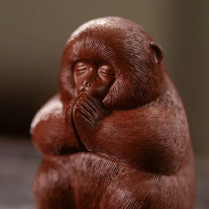 Purple Clay Tea Pet Monkey Figurine Chinese Tea Tray Decoration Tea Ceremony