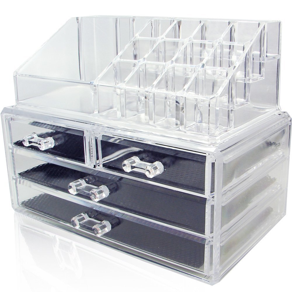 Acrylic Jewelry & Cosmetic Storage Display Box (9.5" x 5.5" x 7.25")