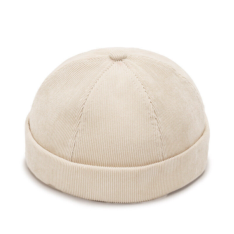 Men's Beanie Hats Retro Brimless Hat Hip-hop Rolled Cuff Skullcap Sailor Caps*