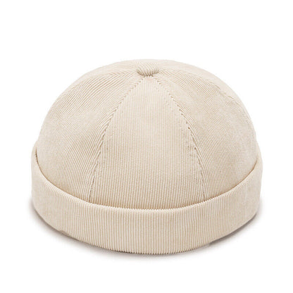 Men's Beanie Hats Retro Brimless Hat Hip-hop Rolled Cuff Skullcap Sailor Caps*