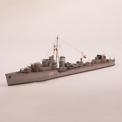 Polish Navy Destroyer 1:400 Scale Paper Battleship Model 3D Warship Paper Model