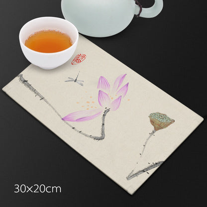 Velvet Fiber Tea Towel Water Absorbent Towel For Tea Set Pot Zen Style Lotus New