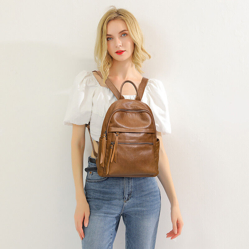 Women's Ladies Leather Backpack Purse Anti-Theft Rucksack Travel Bag Satchel