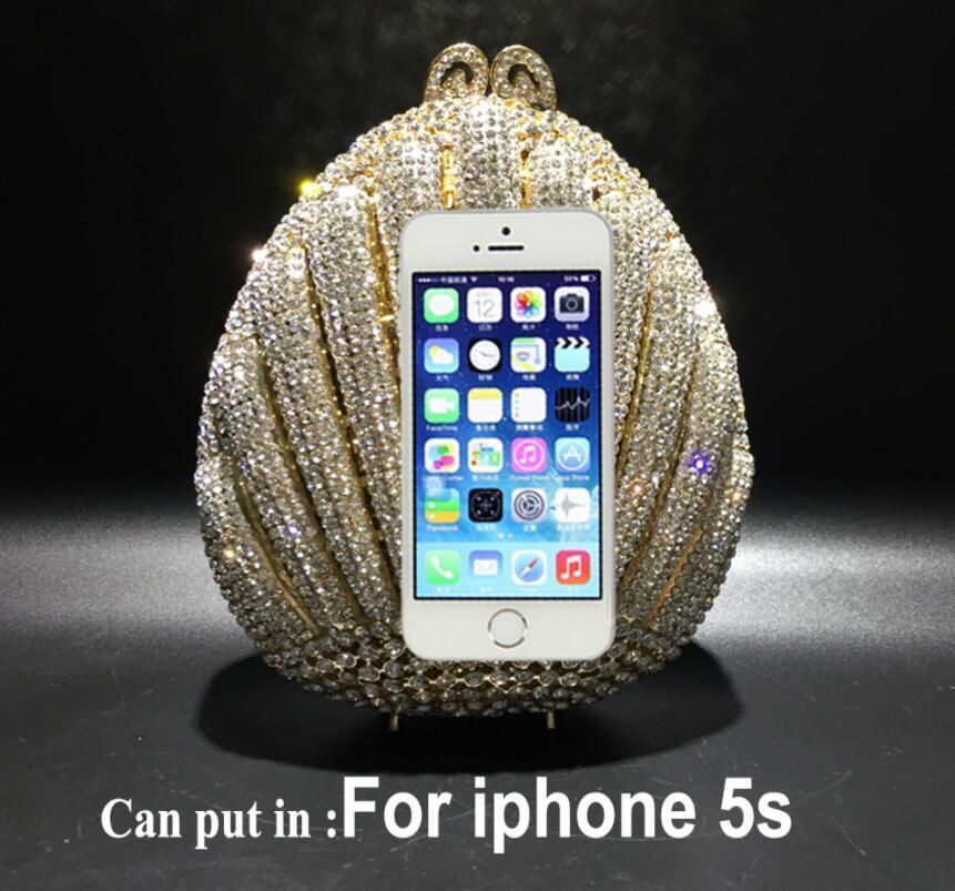 Rhinestone Bag Metallic Crystal Purse Evening Pouch Shell-shaped Cosmetic Case