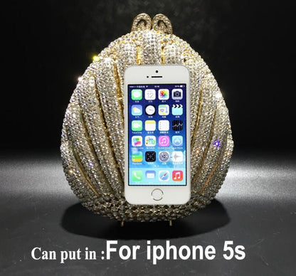 Rhinestone Bag Metallic Crystal Purse Evening Pouch Shell-shaped Cosmetic Case