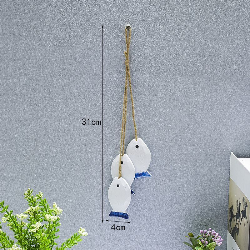 Hanging Decor Wooden Mediterranean Starfish Scallop Fish Pendants Home Ornaments