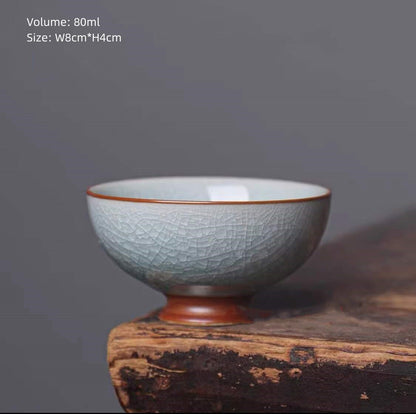 One Cup Porcelain Crackle Glaze Tea Cup Chinese Kungfu Cup Celadon Ceramic Cups