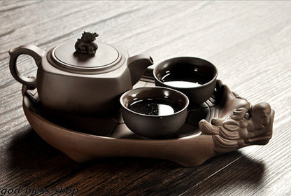 Creative Reservoir Tea Tray Turtle Statue Yixing Zisha Purple Clay Holder Plate