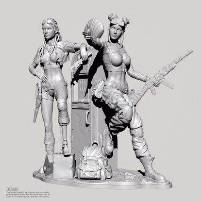 1/35 resin figure model Twin sisters in competitive battlefield 3D Printing