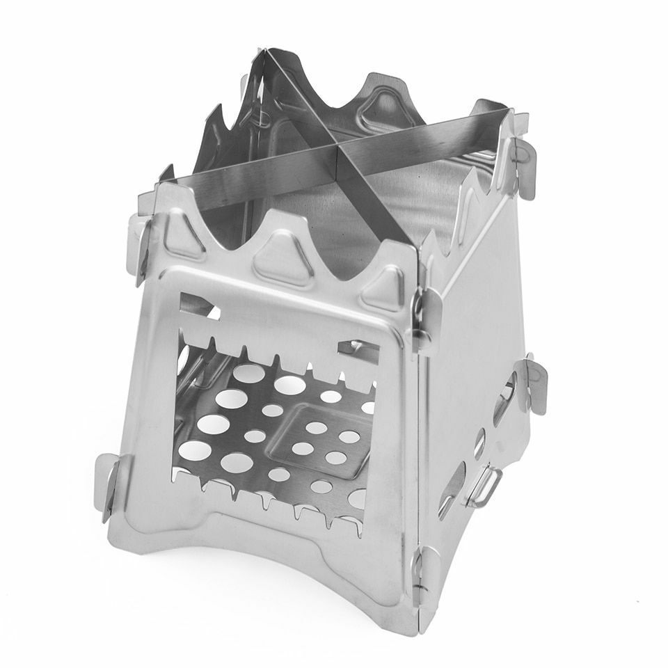 Camping Stove Stainless Steel Backpacking Potable Wood Burning Picnic BBQ Camp