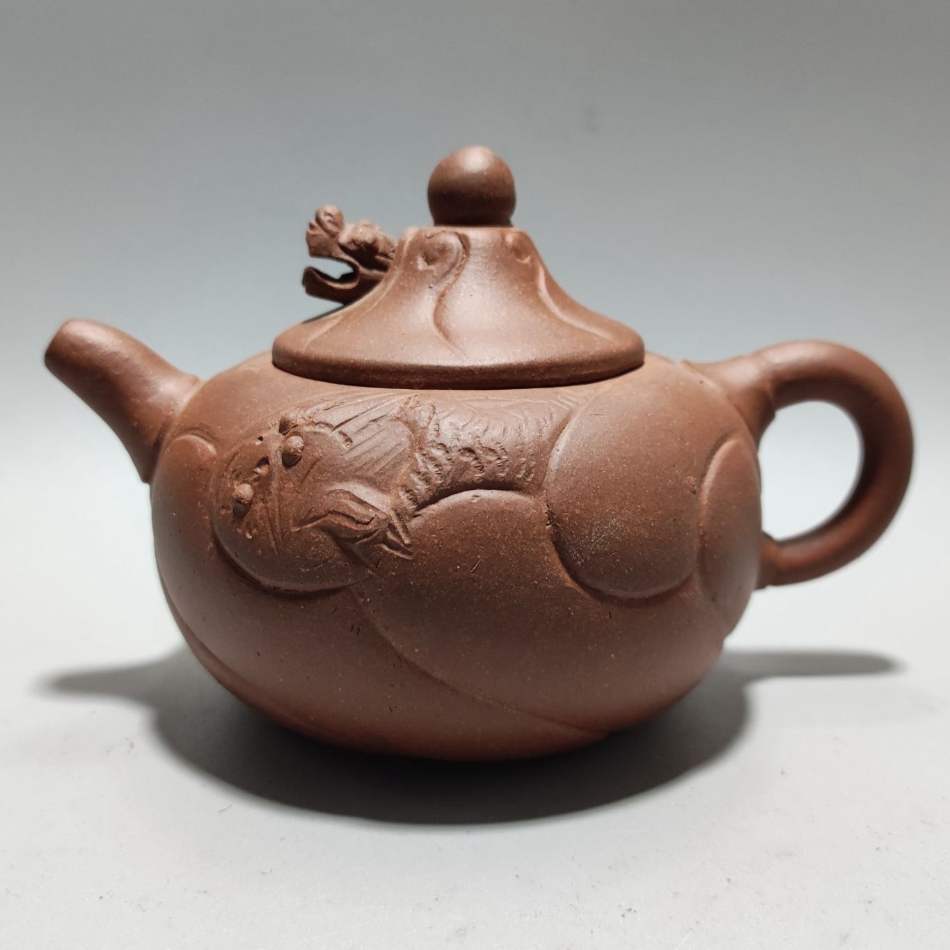Vintage Chinese Yixing Purple Clay Teapot Zisha Ceremony Carving Collectible Art