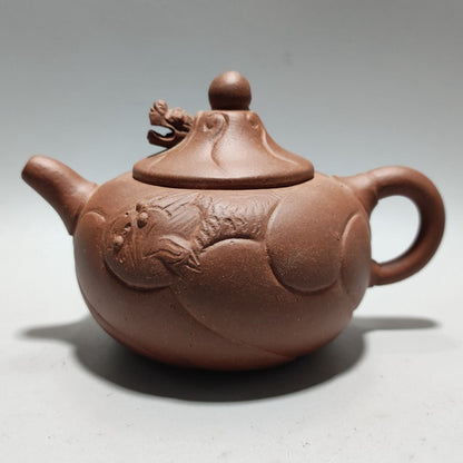 Vintage Chinese Yixing Purple Clay Teapot Zisha Ceremony Carving Collectible Art