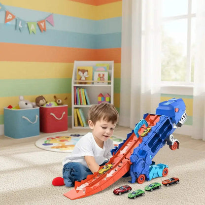 Transforming Dinosaur Truck with Race Track & Alloy Cars