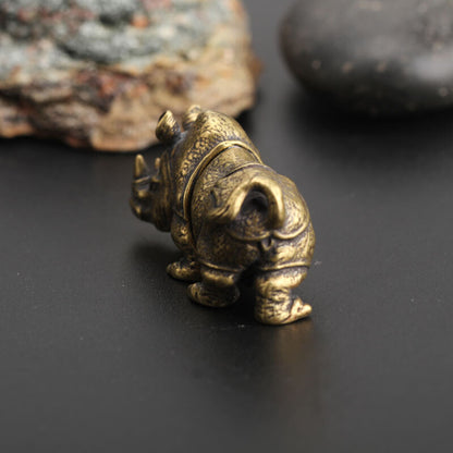 Statue Brass Rhinoceros Chinese Collection Asian Antique Collectible Ornament