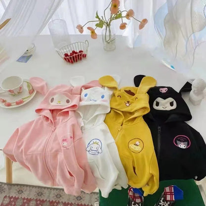 Cinnamoroll Kuromi Jacket Children Autumn Overcoat Printing Long Sleeved Tops