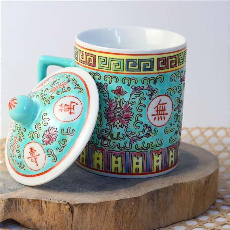Chinese Traditional Retro Jingdezhen Ceramic Milk Coffee Mug Creative Tea Cup