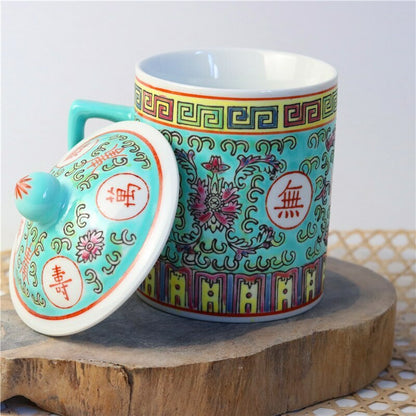 Chinese Traditional Retro Jingdezhen Ceramic Milk Coffee Mug Creative Tea Cup