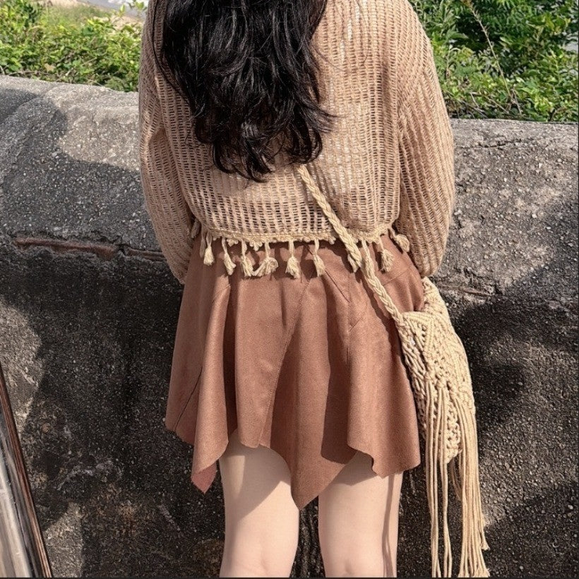 Retro Tassel Macrame Crossbody Bag Boho Vacation Purse