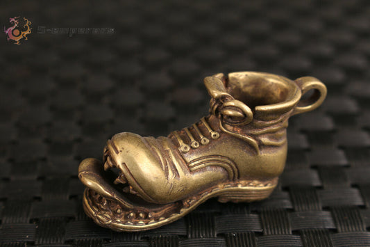 Rare Chinese Bronze Hand-cast Shoe Statue Figure Collectible Pendant