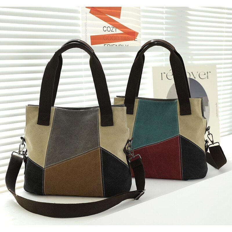 Bag Canvas Totes Handbag Patchwork Messenger Shoulder Bags Crossbody 32*13*30 CM