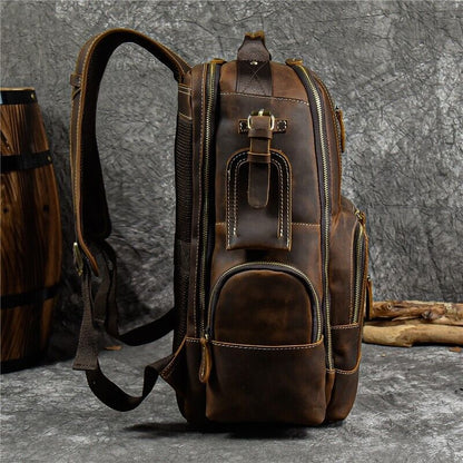 Men's Genuine Leather Backpack Shoulder Bag Travel School Laptop Bags Daypack