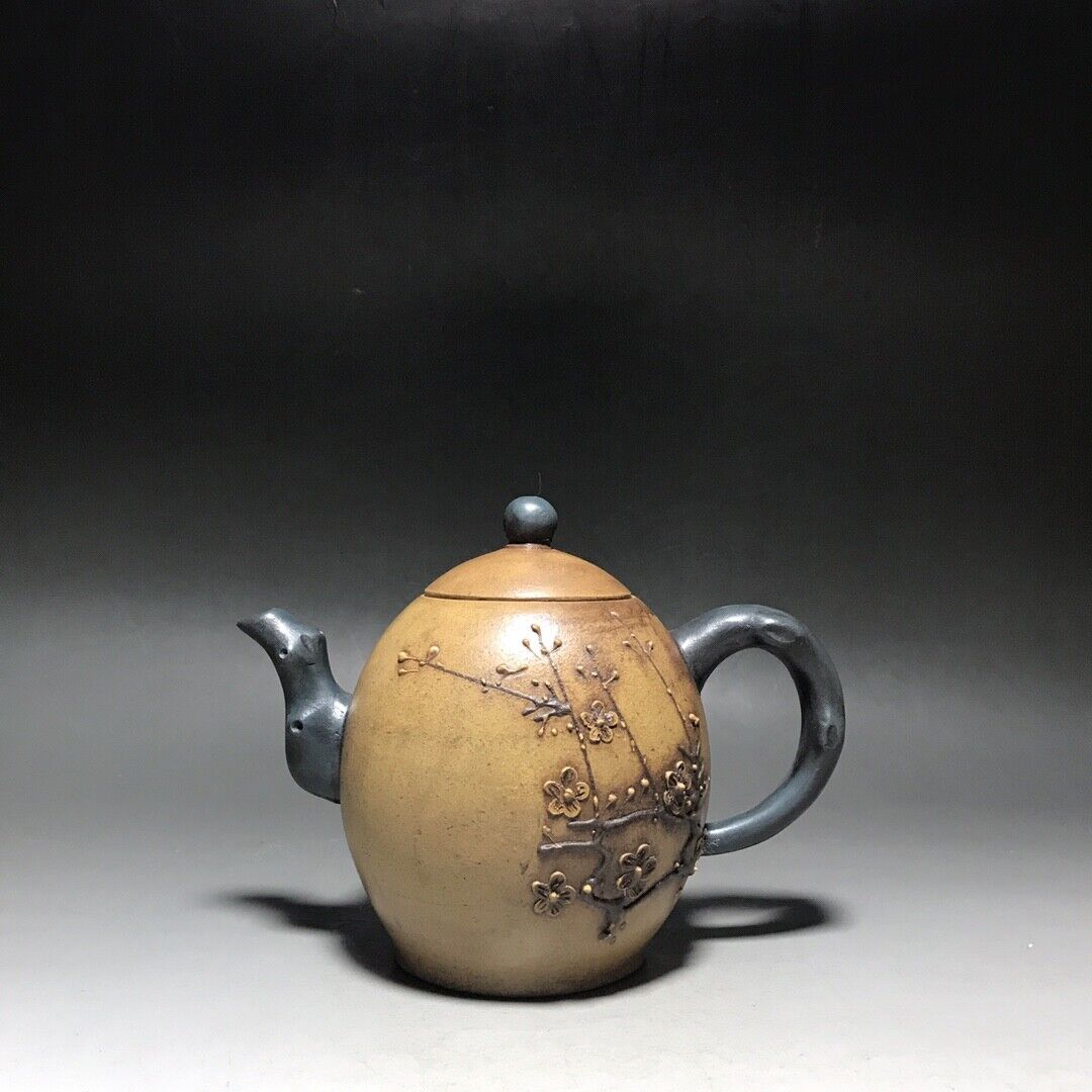 vintage chinese yixing purple clay teapot zisha ceremony carving Collectible art