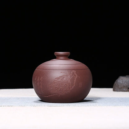 Handmade Tea Canister & Lid Sealed True Yixing Zisha Purple Clay For Loose Tea