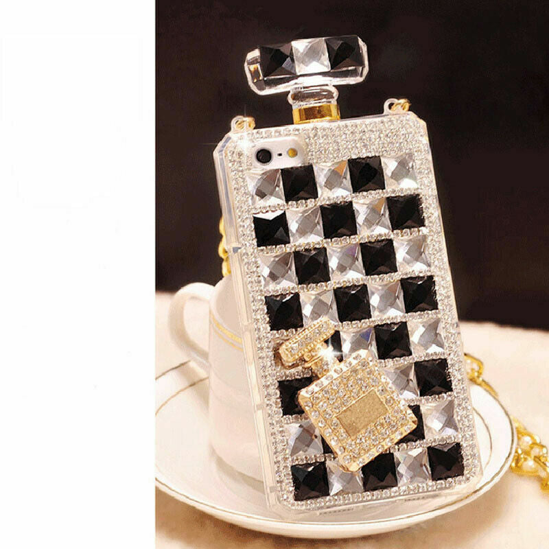 For iPhone 17 Pro/16 Pro Max/15/14/13 Bling Glitter Diamond Perfume Bottle Case