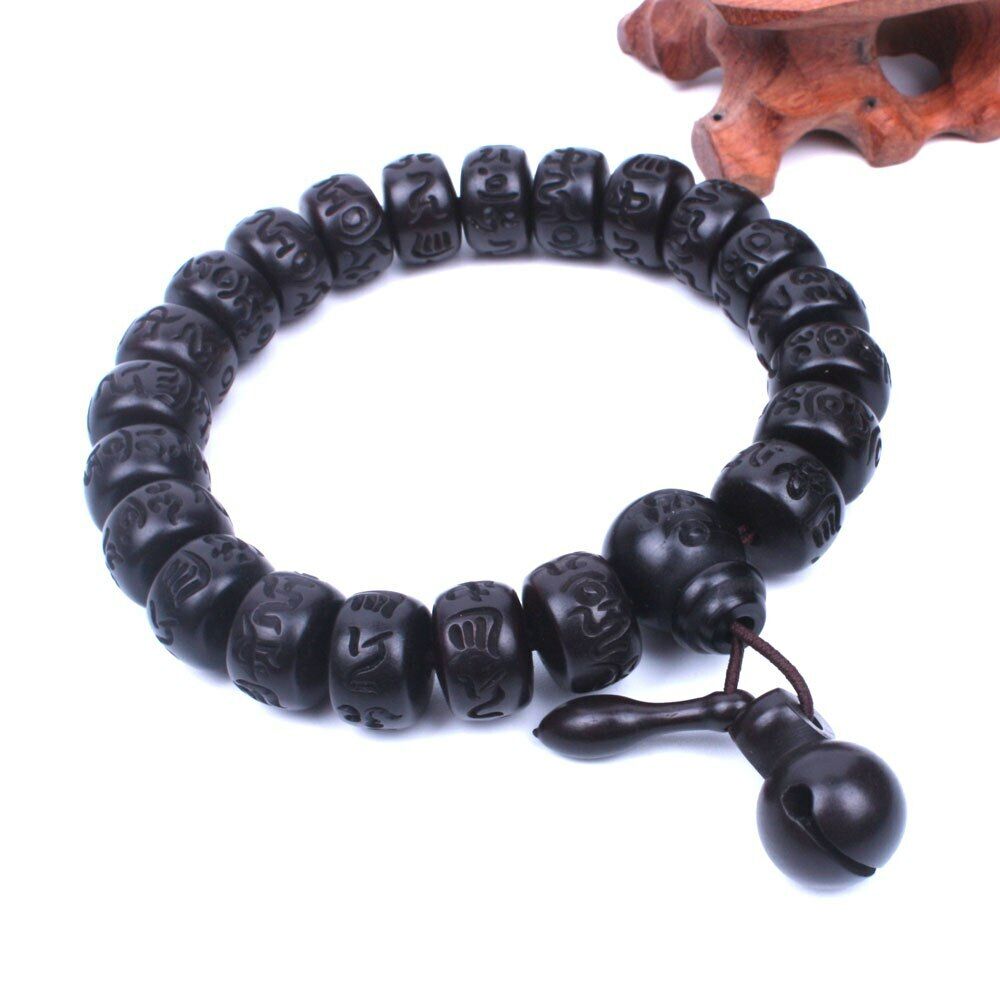 Tibetan Buddhist male om mani padme hum bracelet wood Mala Prayer Beads Men
