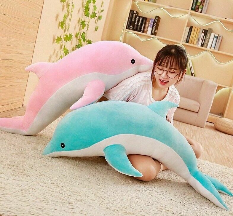Large Plush Dolphin Stuffed Toys 30~120cm Sea Animal Soft Baby Sleeping Pillows