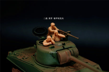 1/72 1/64 1/87 2 U.S. Army Armored Tankers 3-Person Unpainted Model Toys