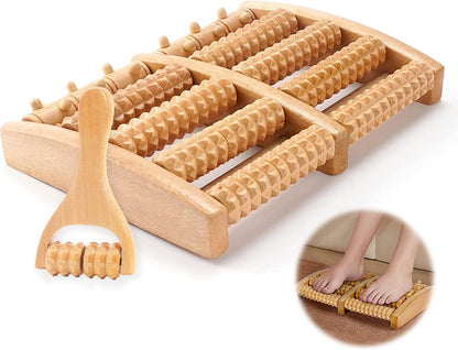 Wooden Foot Massage Tools for Pain Relief and Stress & Manual Roller Set of 2