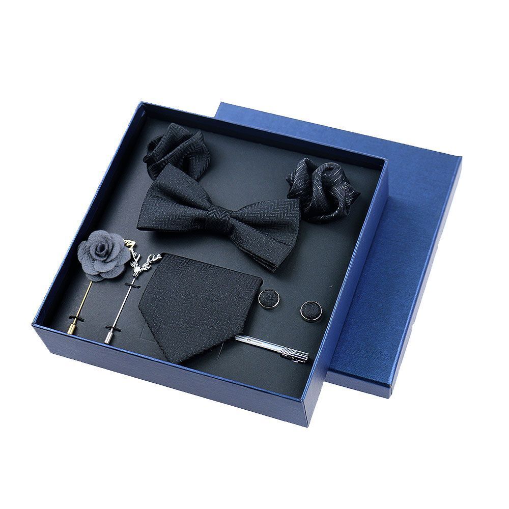 Men Ties 9Pcs Necktie Set Formal Luxury Wedding Cravat Pocket Square Silk Bowtie