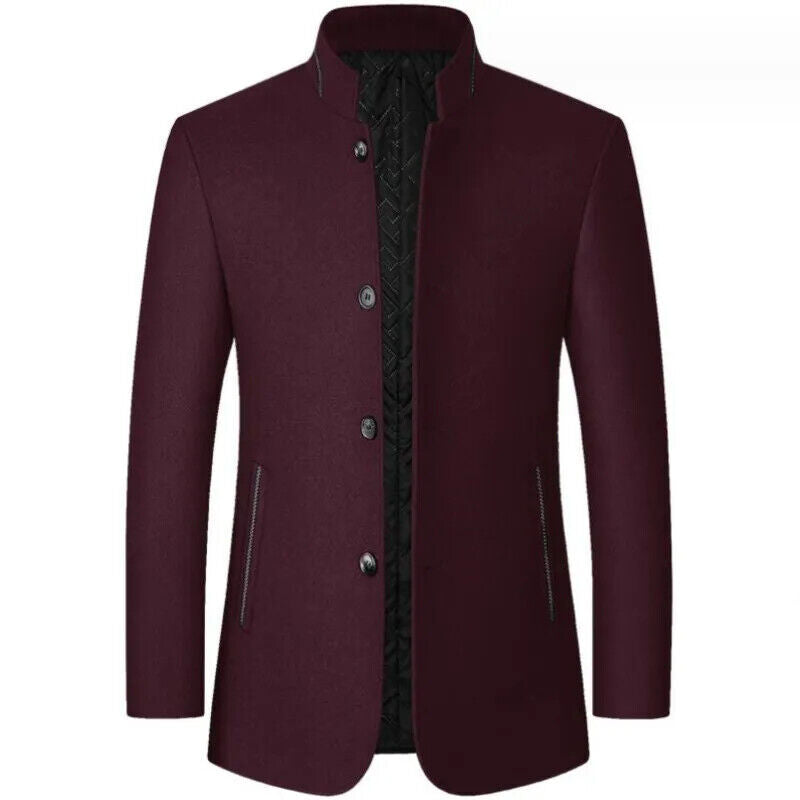 Coat Men Winter Overcoat Jackets Trench Outerwear Wool Coat Stand Collar