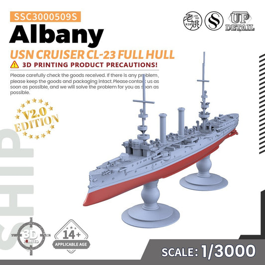 SSMODEL SSC3000509S 1/3000 Military Model Kit USN Albany Cruiser CL-23 Full Hull