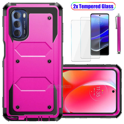 For Moto G Stylus (2022) Case Slim Shockproof Cover + Tempered Screen Protector