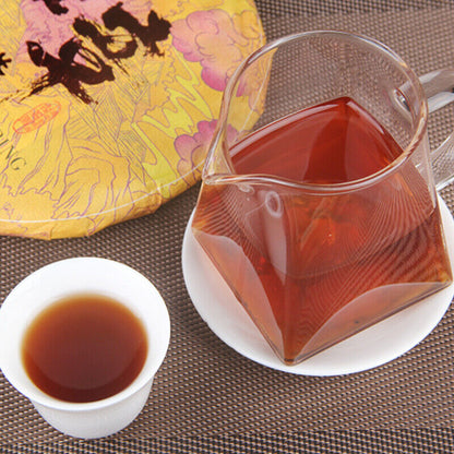 Pu'er Ripe Tea Golden Bud Lao Banzhang 357g Pu'er Tea Cake ancient tree Pu'er