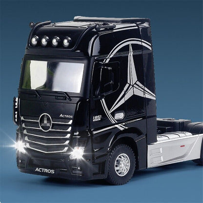 1:36 Benz Container Trailer Truck Head Diecast Model Car Transport Vehicle Toys