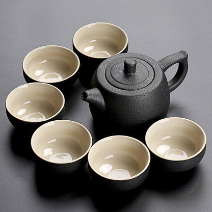 Solid Drinkware Ceramic Teapots Traditional Japanese Style Black Crockery Teacup