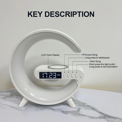 Alarm Clock Speaker Bluetooth 15W Wireless Charger Subfoofer G Styling Smart RGB