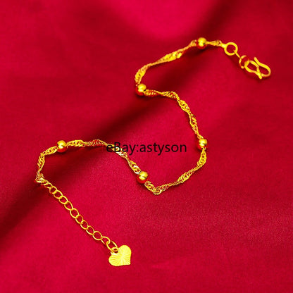 Lovely Hanging Bracelet 22K 23K 24K Gilding Yellow Gold Plated Jewelry 6.5"