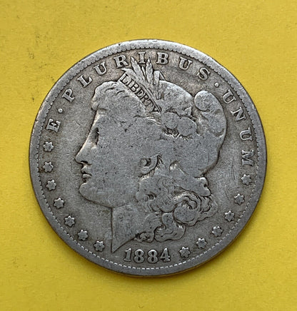 1884 USA Morgan Silver Dollar Philadelphia Mint Old Constitution Money 美国宪法摩根银元