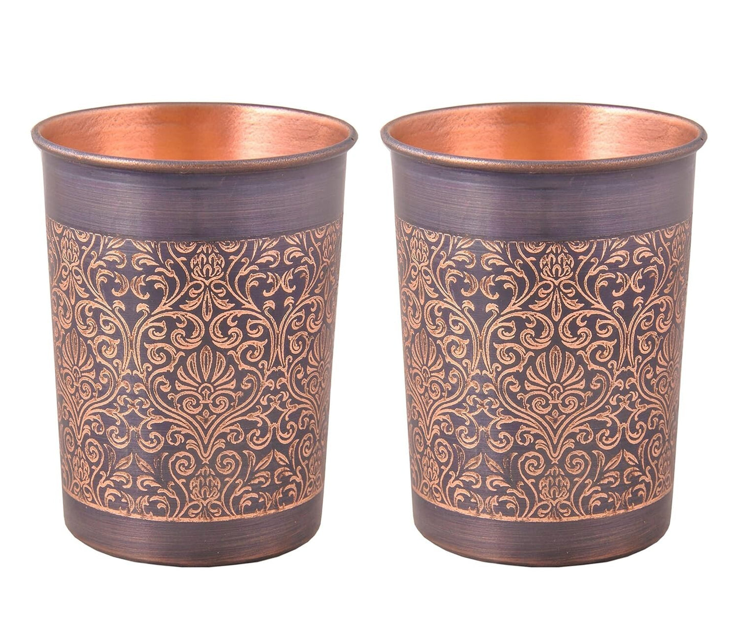 Set of 2 Copper Water Glass Tumbler for Drinking Serving Water 300 ML