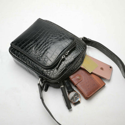 Handcrafted Alligator Crocodile Skin Leather Men's Shoulder Messenger Luxury Bag